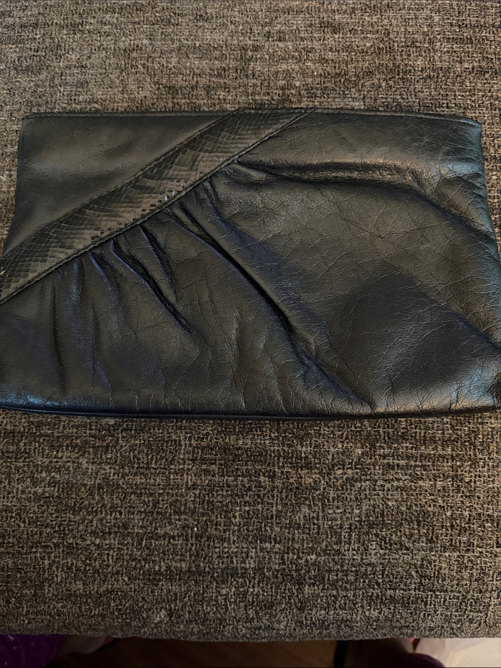 Black Women's Leather Clutch - Sleek Evening Bag